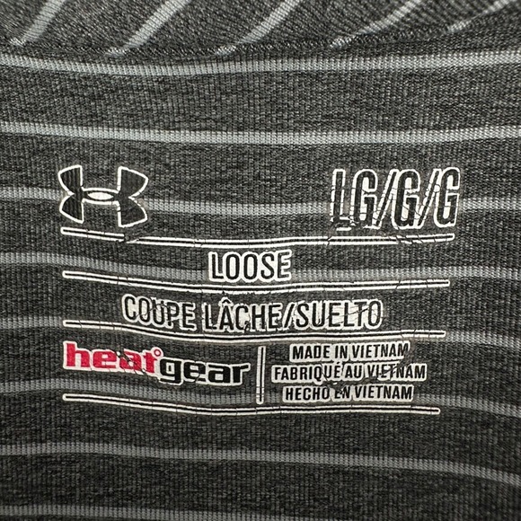 Under Armour Heatgear Loose Fit Golf Polo Shirt Mens Large Grey Stripe - Picture 3 of 8